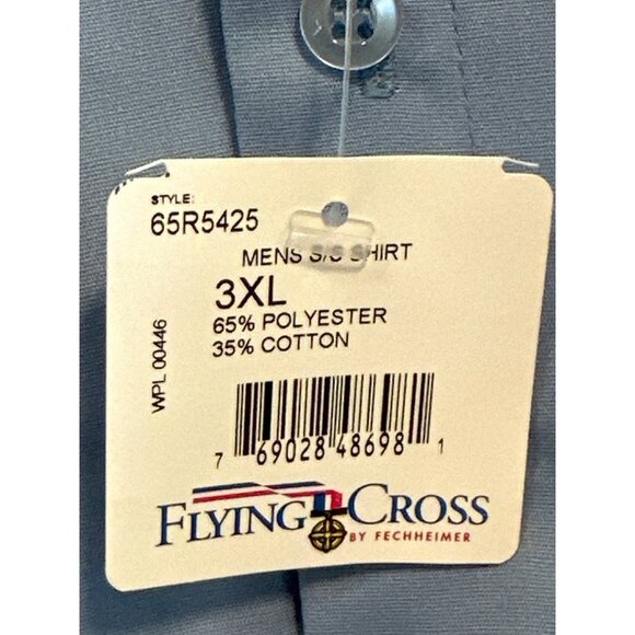 Flying Cross Mens 3XL Short Sleeve Duro Poplin Shirt Blue Polyester/Cotton - Picture 4 of 7